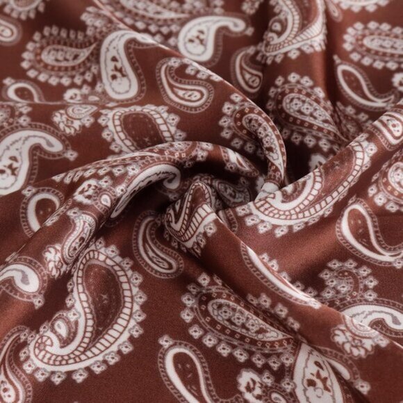 ⚡Men G-Brown Necktie 27.5 Inches Cowboy Scarves Pocket Square Silk Bandanas - Picture 7 of 8